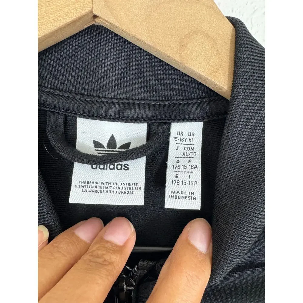 Adidas Originals Trefoil Track Jacket Youth XL Fits Women’s XS/S Black